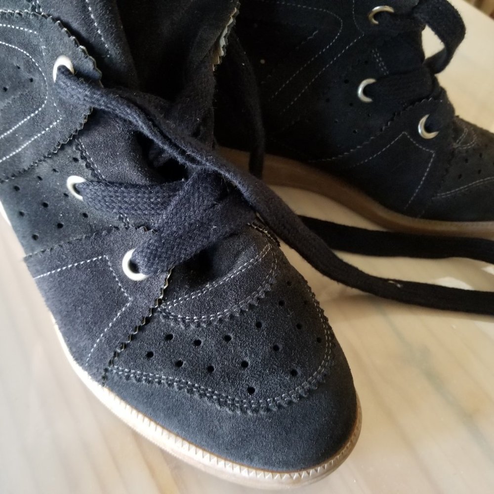 Isabel Marant - Bobby wedge sneakers, Black suede, size 8 (38EU)